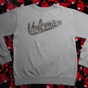 Volcom Basic Camo Gray Pullover Sweatshirt Size Medium